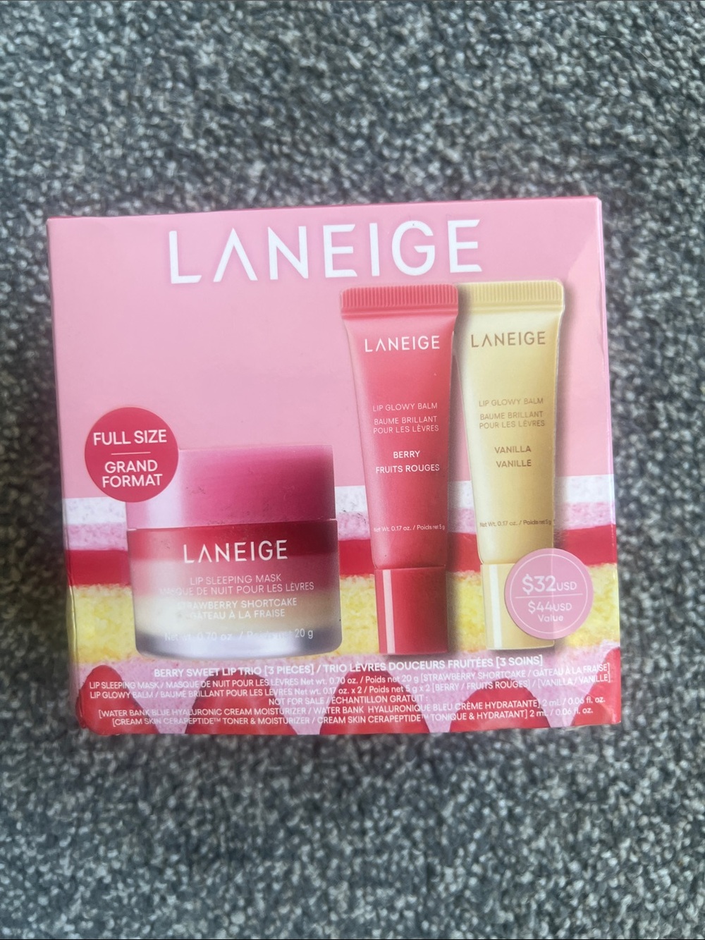 LANEIGE Pink & Yellow Lip Care Trio - Berry and Vanilla Set
